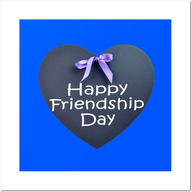 Celebrate International Friendship Day on August 4, with a Happy greeting on a heart shape blackboard Wall Art by amramna